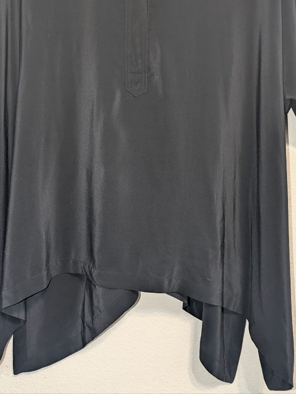 Eileen Fisher 100% Silk Oversized Boxy Button Down Shirt Black Long Sleeve XL - Picture 3 of 7